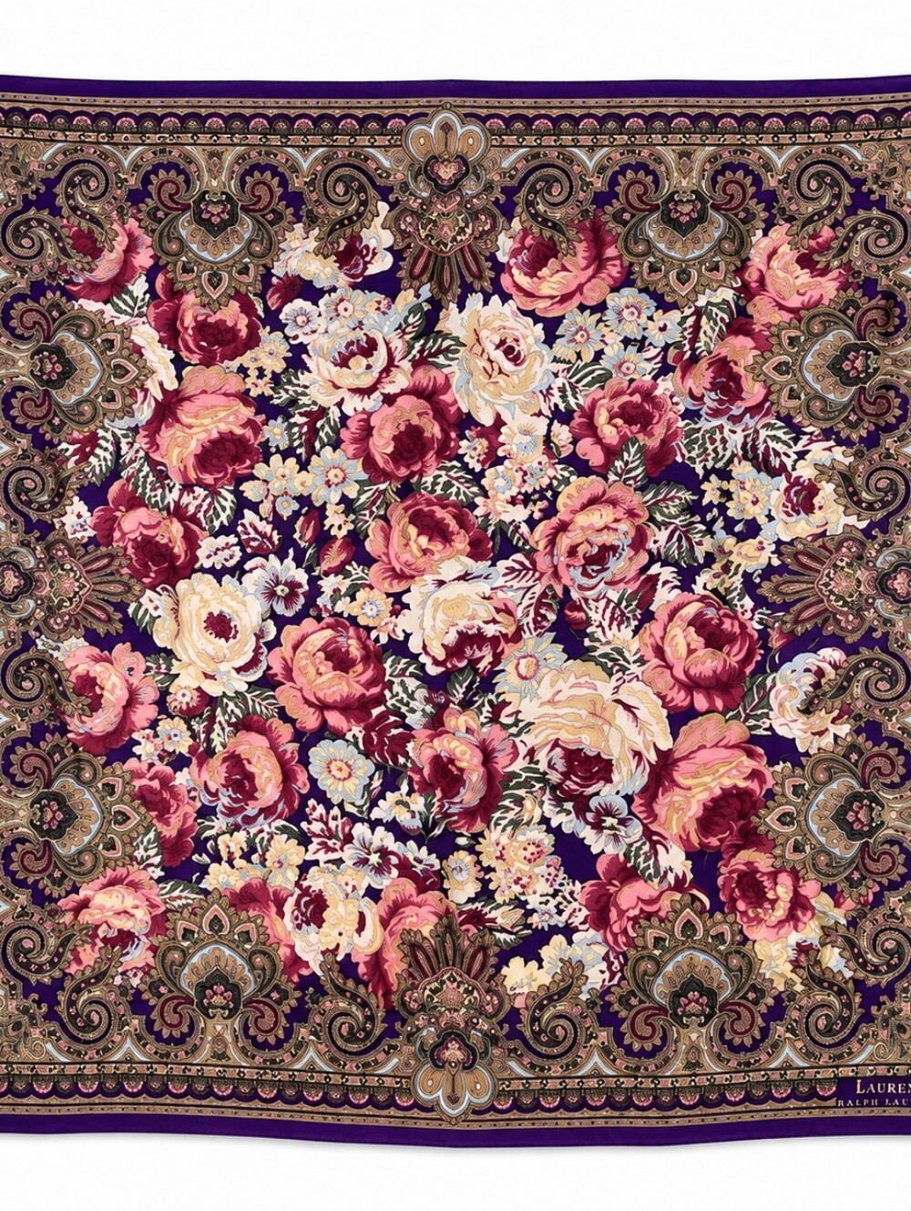 Vintage Ralph Lauren Purple Label Floral Medallion Wall Tapestry Scarf